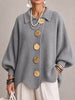Maddalena | Cárdigan Oversize Canalé con Bajo Festoneado, Negro